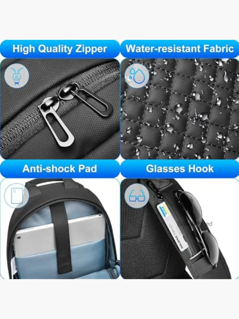 Messenger Backpack Waterproof Crossbody Travel Bag with USB Charging Port